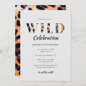 Invitation Impression léopard de célébration sauvage (Devant / Derrière)