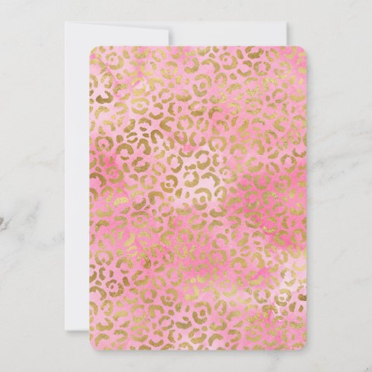 Invitation Impression léopard doré aquarelle rose (Dos)
