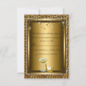 Invitation Impression léopard et nœud 50 et fabuleux RSVP or (Dos)