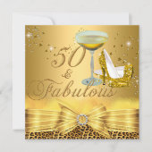 Invitation Impression léopard et talons 50 Fabuleux Or (Devant)