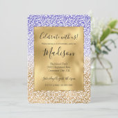 Invitation Impression léopard ombré or blanc violet (Debout devant)