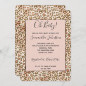 Invitation Impression léopard ombré rose pêche marron   (Devant / Derrière)