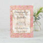 Invitation Impression léopard or aquarelle rose (Debout devant)