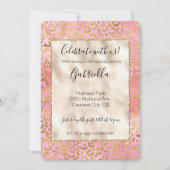 Invitation Impression léopard or aquarelle rose (Devant)