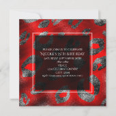 Invitation Impression léopard rouge et argent Glamour Party (Devant)