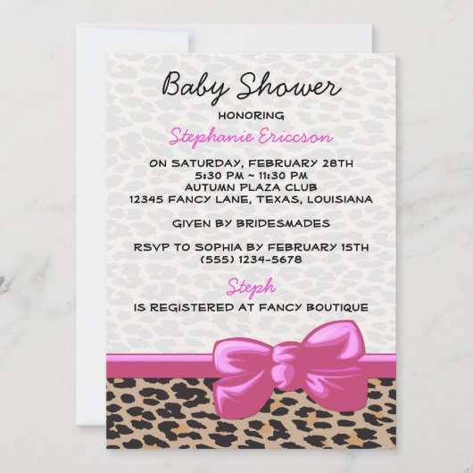 Invitation Impression léopard, Taches, Léopard marron, Baby S (Devant)