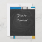 Invitation Impression Mondrial jaune rose (Devant)