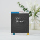 Invitation Impression Mondrial jaune rose (Debout devant)