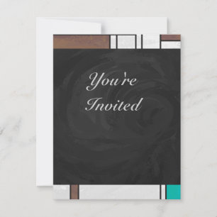 Invitation Impression Mondrian Brun Jaune Sarcelle