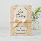 Invitation Impression sur toile de mariage Crème et Or – Cadr (Debout devant)