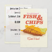 Invitation Impression vintage de fish and Chips traditionnels (Devant / Derrière)