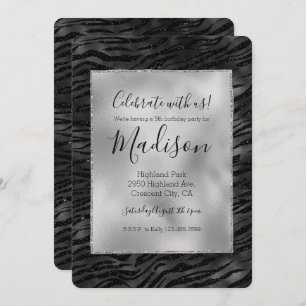 Invitation Impression Zebra Noir Argent