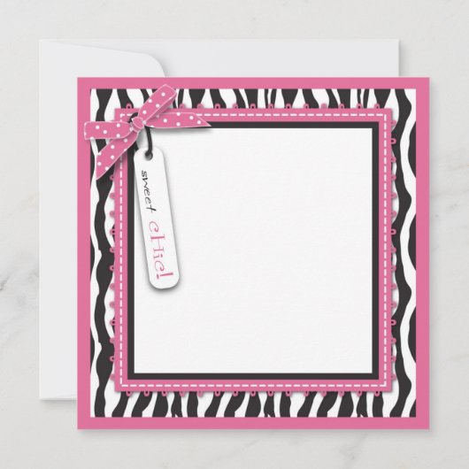 Invitation Impression Zèbre & Chariot de Bébé Baby Shower (Dos)