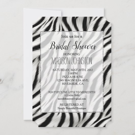 Invitation Impression zèbre chic (Devant)