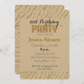 Invitation Impression Zèbre Or Crème Paillettes Faux Annivers (Devant / Derrière)