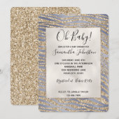 Invitation Impression zèbre pailletée luxe or violet (Devant / Derrière)