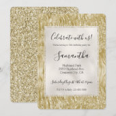 Invitation Impression zèbre pailleurée confetti dorée (Devant / Derrière)