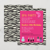 Invitation Impression Zèbre, Soirée Spa, Pour Filles (Devant / Derrière)
