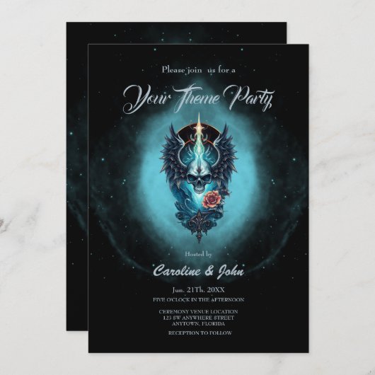 Invitation Impressionnant, crâne réaliste, (Devant / Derrière)