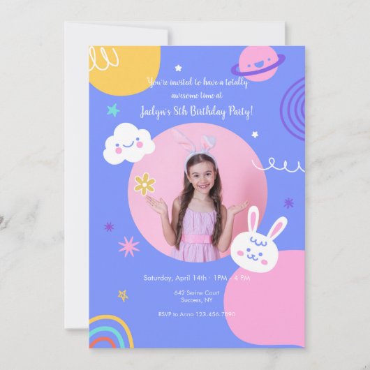 Invitation Impressionnant photo de fête d'anniversaire (Devant)