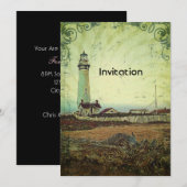 Invitation Impressionnisme de paysage côtier chic phare (Devant / Derrière)