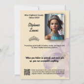 Invitation Impressions de concours de pageant à bordure flora (Dos)
