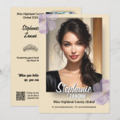Invitation Impressions de concours de pageant à bordure flora (Devant / Derrière)