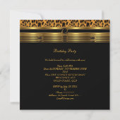 Invitation Impressions de léopard pour fête d'anniversaire Or (Dos)
