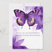 Invitation Impressions papillon d'aquarelle pourpre (Dos)