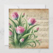 Invitation Imprimable album Tulipes Vintages rose et verte (Dos)