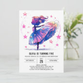 Invitation Imprimable aquarelle Ballerina Anniversaire (Debout devant)