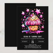 Invitation Imprimable Aquarelle Elégance Muffin Girl Annivers (Devant / Derrière)