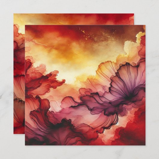 Invitation Imprimable Automne Coucher de soleil Alcool Encre  (Devant / Derrière)