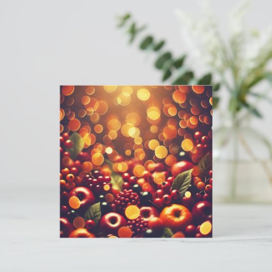 Invitation Imprimable Automne Harvest Fruits Bokeh Scrapbook (Debout devant)