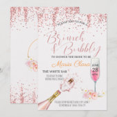 Invitation Imprimable - Brunch & Bubbly Champagne rosé (Devant / Derrière)