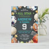 Invitation imprimable d'anniversaire de sports per (Debout devant)
