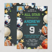 Invitation imprimable d'anniversaire de sports per (Devant / Derrière)