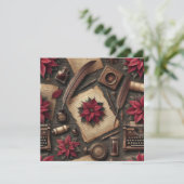 Invitation Imprimable Dark Academia Poinsettia Desk Scrapbook (Debout devant)