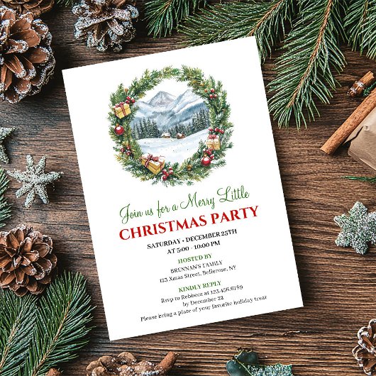Invitation imprimable de scène de Noël à l'aquarel
