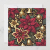 Invitation Imprimable Elegant Burgundy Poinsettia (Devant)