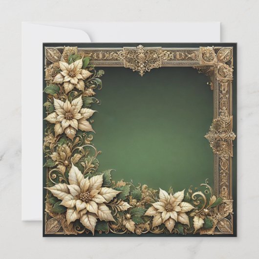 Invitation Imprimable Elegant Gold Poinsettia Frame (Dos)