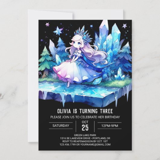 Invitation Imprimable Enfants Princesse Anniversaire (Devant)