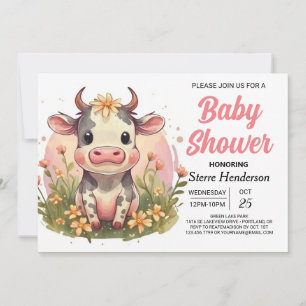 Invitation Imprimable Fête de Naissance de Vache de Ferme Mig