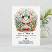 Invitation Imprimable fille tortue sous-marine Anniversaire (Debout devant)