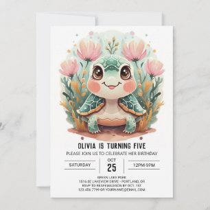 Invitation Imprimable fille tortue sous-marine Anniversaire