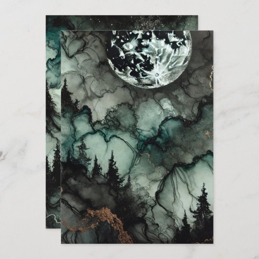Invitation Imprimable Forêt hantée Halloween Encre d'alcool d (Devant / Derrière)