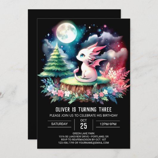 Invitation Imprimable Fun Dragon Anniversaire (Devant / Derrière)