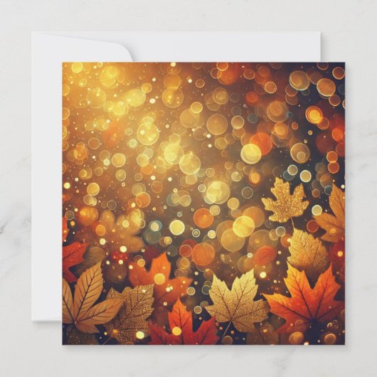 Invitation Imprimable Golden Autumnal Feuilles Bokeh Scrapboo (Dos)