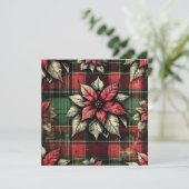 Invitation Imprimable Grungy Poinsettia Plaid Fabric (Debout devant)