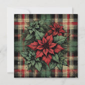 Invitation Imprimable Grungy Poinsettia Plaid Fabric (Dos)
